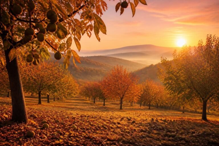 découvrez la magie de l'automne dans les noyeraies, la saison la plus belle des collines avec ses couleurs chaleureuses et ses paysages enchanteurs.